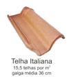 Telha Italiana (15,5 Telhas p/m2 - Galga Méida 36cm)